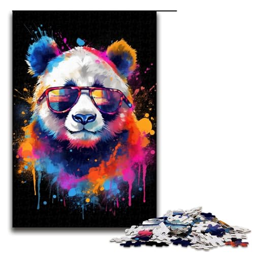 Puzzle für Erwachsene 1000 Teile Panda mit Brille Puzzlespiel Spielzeug lustig 1000 Teile (75 x 50 cm) von ouynngjing