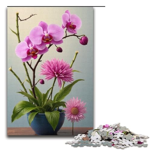Puzzle für Erwachsene 1000 Teile Pflaumenorchidee Bambus und Chrysantheme Puzzlespiel lustiges Spielzeug 1000 Teile (38 x 26 cm) von ouynngjing