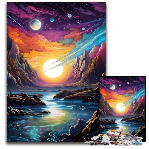 Puzzle für Erwachsene 1000 Teile Planeten-Farblandschaft Holzpuzzle anspruchsvolles Denkspiel für Teenager Spaß am Familienspielabend 1000 Teile (75x50cm) von ouynngjing