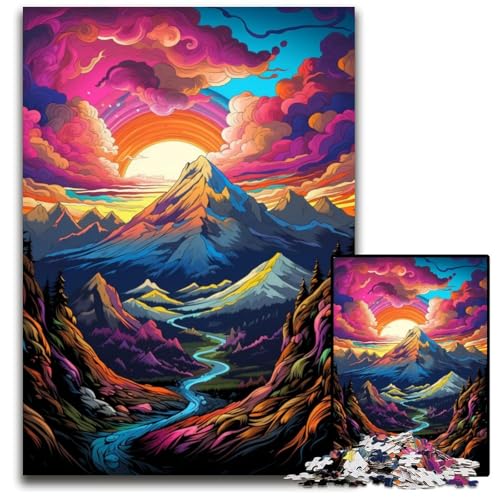 Puzzle für Erwachsene 1000 Teile Psychedelic Alps Papierpuzzle anspruchsvolles Denkspiel für Teenager Familienspaß interaktives Spiel 1000 Teile (38x26cm) von ouynngjing