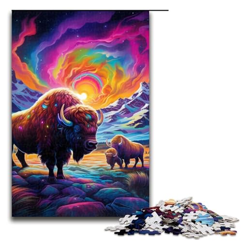 Puzzle für Erwachsene 1000 Teile Psychedelic Buffalo Puzzle jedes Teil ist einzigartig anspruchsvolles Familienspiel 1000 Teile (75 x 50 cm) von ouynngjing