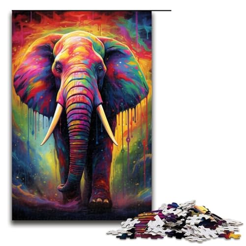 Puzzle für Erwachsene 1000 Teile Psychedelischer Elefant Puzzle Spiele Spielzeug Geschenk geeignet für die Schreibtischdekoration 1000 Teile (75 x 50 cm) von ouynngjing