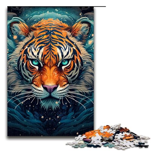 Puzzle für Erwachsene 1000 Teile Psychedelischer Tiertiger Holzpuzzle für Kinder Lernspiel 1000 Teile (75 x 50 cm) von ouynngjing