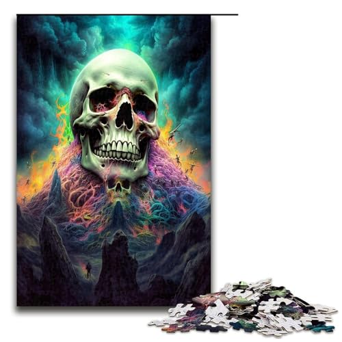 Puzzle für Erwachsene 1000 Teile Psychedelischer Totenkopf Holzpuzzle für Kinder Lernspiel 1000 Teile (75 x 50 cm) von ouynngjing