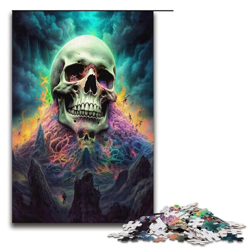Puzzle für Erwachsene 1000 Teile Psychedelischer Totenkopf Lernspiele für Zuhause DIY Spielzeug tolles Geschenk für Spiele 1000 Teile (38 x 26 cm) von ouynngjing
