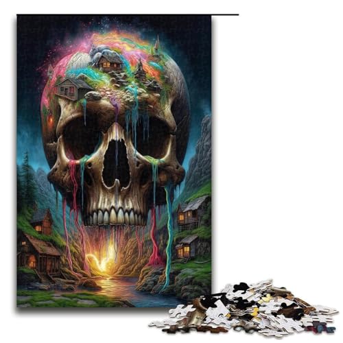 Puzzle für Erwachsene 1000 Teile Psychedelischer Totenkopf Puzzle Spiele Spielzeug Geschenk geeignet für die Schreibtischdekoration 1000 Teile (75 x 50 cm) von ouynngjing