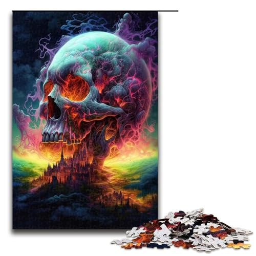 Puzzle für Erwachsene 1000 Teile Psychedelischer Totenkopf Puzzlespiel lustiges Spielzeug 1000 Teile (75 x 50 cm) von ouynngjing