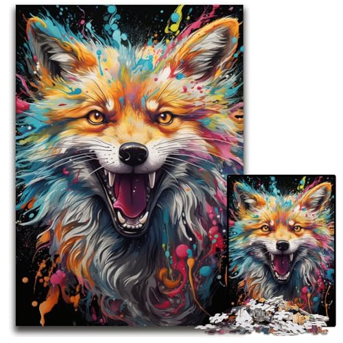 Puzzle für Erwachsene 1000 Teile Psychedelischer Weihnachtsfuchs Holzpuzzle anspruchsvolles Denkspiel für Teenager unterhaltsames interaktives Spiel für die ganze Familie 1000 Teile (75x50cm) von ouynngjing