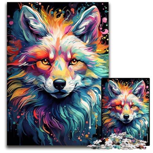 Puzzle für Erwachsene 1000 Teile Psychedelischer Weihnachtsfuchs Papierpuzzle anspruchsvolles Denkspiel für Teenager unterhaltsames interaktives Spiel für die ganze Familie 1000 Teile (38x26cm) von ouynngjing