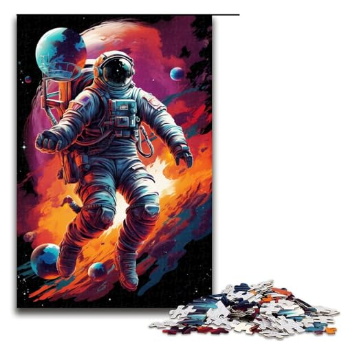 Puzzle für Erwachsene 1000 Teile Puzzle für Erwachsene Astronauten Spielen im farbenfrohen Weltraum 1000teiliges Puzzlespiel von ouynngjing