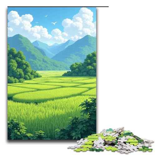 Puzzle für Erwachsene 1000 Teile Reisfelder Holzpuzzle 1000 Teile (75 x 50 cm) von ouynngjing
