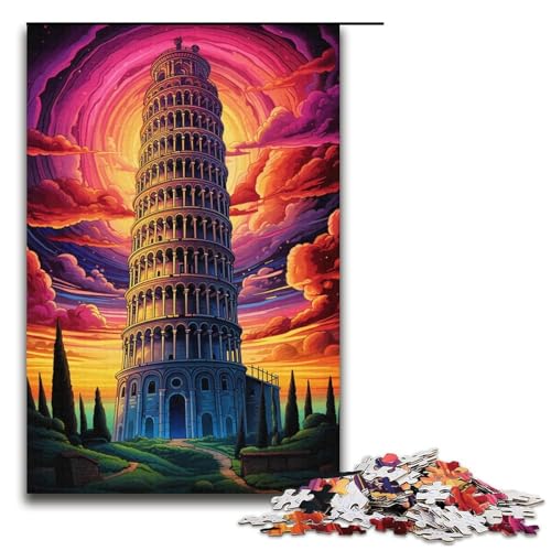 Puzzle für Erwachsene 1000 Teile Schiefer Turm von Pisa Italien Puzzlespiel Spielzeug lustig 1000 Teile (38 x 26 cm) von ouynngjing