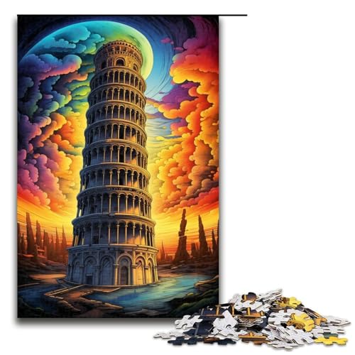 Puzzle für Erwachsene 1000 Teile Schiefer Turm von Pisa Italien Puzzlespiel Spielzeug lustig 1000 Teile (75 x 50 cm) von ouynngjing
