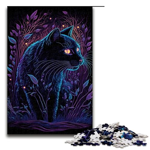 Puzzle für Erwachsene 1000 Teile Schwarzlichtkatze 25 Heimdekoration Puzzle Spielzeug Deal Als Geschenk für die ganze Familie 1000 PCS von ouynngjing