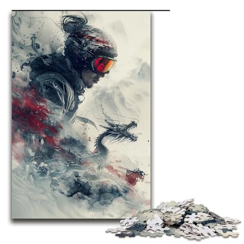 Puzzle für Erwachsene 1000 Teile Snowboard Familie Holzpuzzle Lernspiel Herausforderungsspielzeug 1000 Teile (75 x 50 cm) von ouynngjing