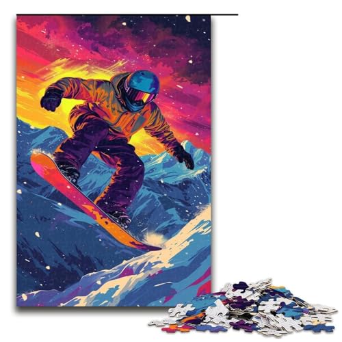 Puzzle für Erwachsene 1000 Teile Snowboard Muster zum Zusammenbauen hilft dem Gehirn süchtig machendes Spielzeug zur Förderung der Geduld 1000 Teile (75 x 50 cm) von ouynngjing