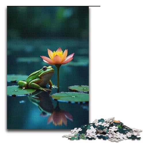 Puzzle für Erwachsene 1000 Teile Sommernacht Frosch und Lotusteich Puzzle Lernspiele für Zuhause DIY-Spielzeug tolles Geschenk für Spiele 1000 Teile (38 x 26 cm) von ouynngjing