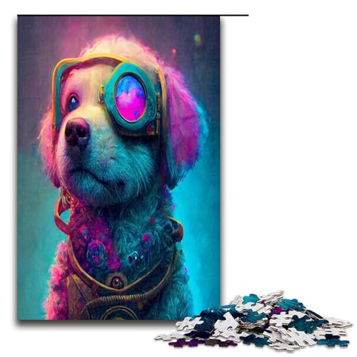 Puzzle für Erwachsene 1000 Teile Sonnenbrille Hund Puzzle Lernspiele für Zuhause DIY Spielzeug tolles Geschenk für Spiele 1000 Teile (75 x 50 cm) von ouynngjing