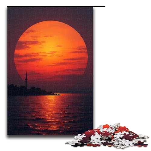 Puzzle für Erwachsene 1000 Teile Sonnenuntergangskreis Puzzle Lernspiele für Zuhause DIY-Spielzeug tolles Geschenk für Spiele 1000 Teile (75 x 50 cm) von ouynngjing