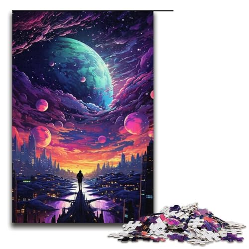 Puzzle für Erwachsene 1000 Teile Stadt unter dem Planeten Lernspiele für Zuhause DIY-Spielzeug tolles Geschenk für Spiele 1000 Teile (38 x 26 cm) von ouynngjing