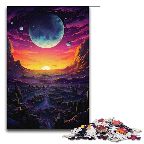 Puzzle für Erwachsene 1000 Teile Stadt unter dem Planeten Puzzle Spiel Spielzeug Lustiges 1000 PCS (38x26cm) von ouynngjing