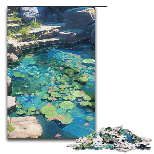 Puzzle für Erwachsene 1000 Teile Teich mit Lotusblumen Puzzlespiel Spielzeug lustig 1000 Teile (38 x 26 cm) von ouynngjing