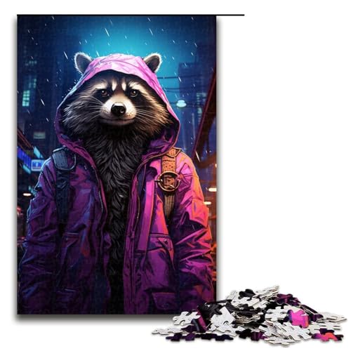 Puzzle für Erwachsene 1000 Teile Tiere unter regnerischer Nacht Puzzlespiele Spielzeug Geschenk geeignet für die Schreibtischdekoration 1000 Teile (75 x 50 cm) von ouynngjing