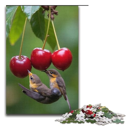 Puzzle für Erwachsene 1000 Teile Vögel picken nach Reifen Kirschen Puzzle Lernspiele für Zuhause DIY-Spielzeug tolles Geschenk für Spiele 1000 Teile (38 x 26 cm) von ouynngjing