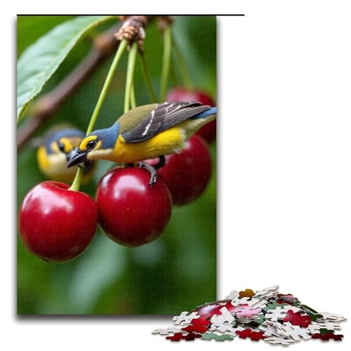Puzzle für Erwachsene 1000 Teile Vögel picken nach Reifen Kirschen Puzzle Lernspiele für Zuhause DIY-Spielzeug tolles Geschenk für Spiele 1000 Teile (75 x 50 cm) von ouynngjing