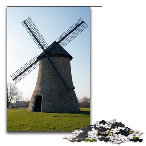 Puzzle für Erwachsene 1000 Teile Windmühlenfamilie Holzpuzzle Lernspiel Herausforderungsspielzeug 1000 Teile (75 x 50 cm) von ouynngjing