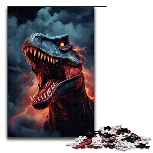 Puzzle für Erwachsene 1000 Teile Wütender Tyrannosaurus Rex Holzpuzzle für Erwachsene Familienspiele Weihnachts und Geburtstagsgeschenke 1000 Teile (75 x 50 cm) von ouynngjing