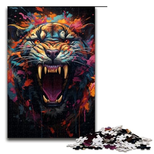 Puzzle für Erwachsene 1000 Teile Wütender bunter Tiger Puzzle Lernspiele für Zuhause DIY-Spielzeug tolles Geschenk für Spiele 1000 Teile (75 x 50 cm) von ouynngjing