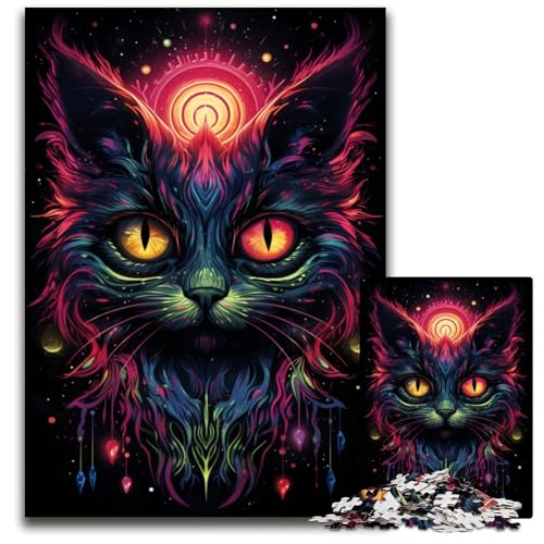 Puzzle für Erwachsene 1000 Teile Zukunft Bunte psychedelische KatzenPuzzles für Erwachsene zur Heimdekoration ideales Weihnachts und Neujahrsgeschenk für Teenager 1000 Teile (75 x 50 cm) von ouynngjing