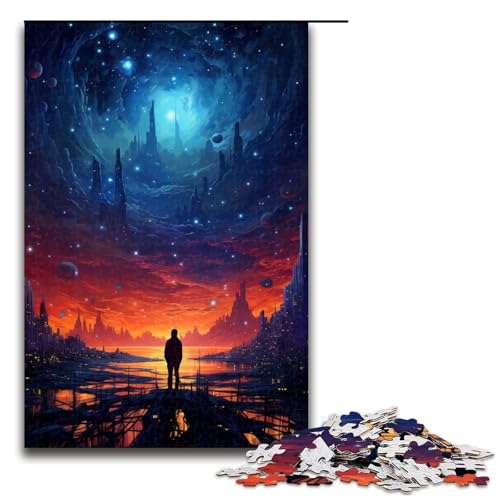 Puzzle für Erwachsene 1000 Teile abstraktes Gemälde von Sternen und Himmel Puzzlespiele Spielzeug Geschenk geeignet als Schreibtischdekoration 1000 Teile (75 x 50 cm) von ouynngjing