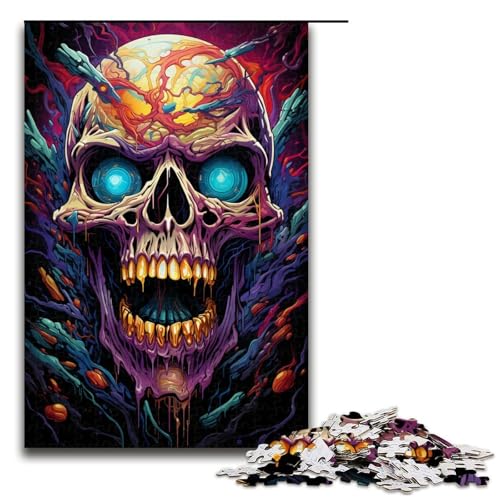 Puzzle für Erwachsene 1000 Teile apokalyptische Bunte psychedelische Totenköpfe Puzzle für Erwachsene Holzpuzzle Familienspiele Weihnachts- und Geburtstagsgeschenke 1000 Teile (75 x 50 cm) von ouynngjing