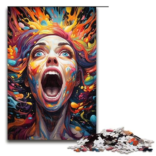 Puzzle für Erwachsene 1000 Teile bizarres buntes Mädchen Holzpuzzle für Kinder Lernspiel 1000 Teile (75 x 50 cm) von ouynngjing