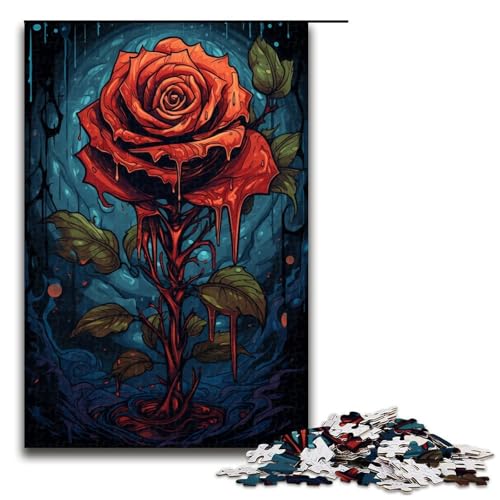 Puzzle für Erwachsene 1000 Teile blutiges Gemälde Rose Puzzlespiel lustiges Spielzeug 1000 Teile (75 x 50 cm) von ouynngjing