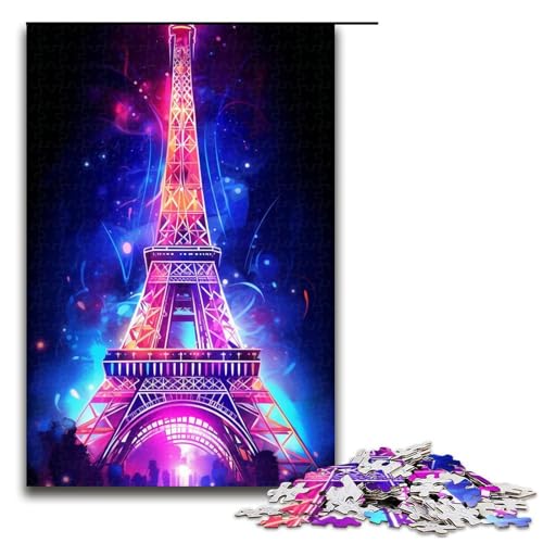Puzzle für Erwachsene 1000 Teile bunt NeonEiffelturm Puzzle Spiele Spielzeug Geschenk geeignet für die Schreibtischdekoration 1000 Teile (75 x 50 cm) von ouynngjing