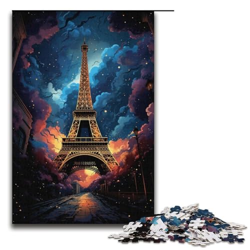 Puzzle für Erwachsene 1000 Teile bunter Eiffelturm 12 Holzpuzzles für Kinder Lernspiel 1000 Teile (38 x 26 cm) von ouynngjing