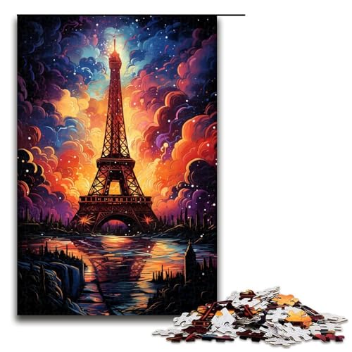 Puzzle für Erwachsene 1000 Teile bunter Eiffelturm Familien-Holzpuzzle Lernspiel Herausforderungsspielzeug 1000 Teile (75 x 50 cm) von ouynngjing