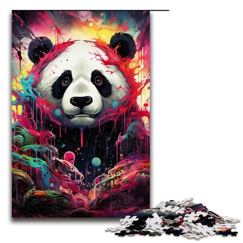 Puzzle für Erwachsene 1000 Teile bunter Panda Holzpuzzle 1000 Teile (75 x 50 cm) von ouynngjing