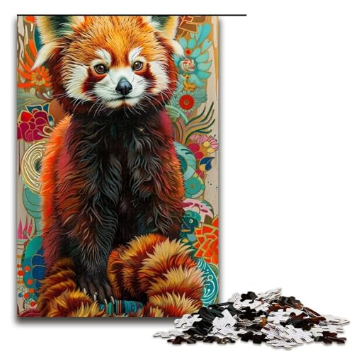 Puzzle für Erwachsene 1000 Teile bunter roter Panda Puzzle Spiele Spielzeug Geschenk geeignet für die Schreibtischdekoration 1000 Teile (75 x 50 cm) von ouynngjing