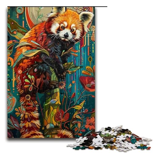 Puzzle für Erwachsene 1000 Teile bunter roter Panda Puzzle Spiele Spielzeug Geschenk geeignet für die Schreibtischdekoration 1000 Teile (75 x 50 cm) von ouynngjing