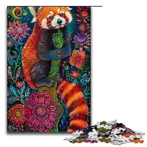 Puzzle für Erwachsene 1000 Teile bunter roter Panda Puzzle Spiele Spielzeug Geschenk geeignet für die Schreibtischdekoration 1000 Teile (75 x 50 cm) von ouynngjing