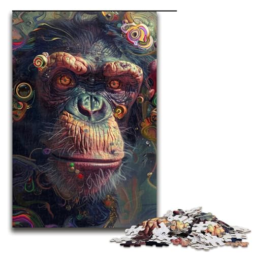 Puzzle für Erwachsene 1000 Teile buntes Affenmuster zum Zusammenbauen hilft dem Gehirn süchtig machendes Spielzeug zur Förderung der Geduld 1000 Teile (75 x 50 cm) von ouynngjing
