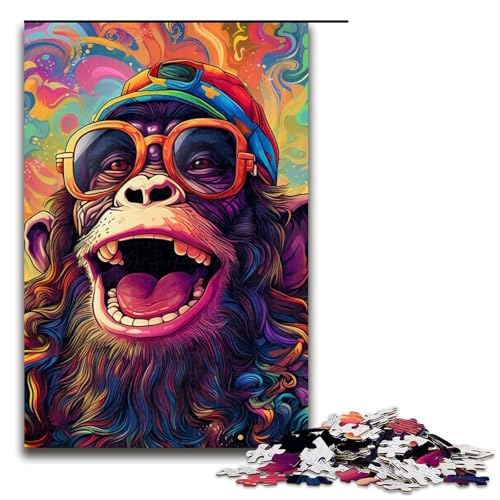 Puzzle für Erwachsene 1000 Teile buntes Affenpuzzle Holzpuzzle Lernspiel Herausforderungsspielzeug 1000 Teile (75 x 50 cm) von ouynngjing