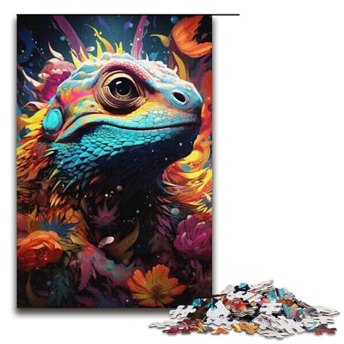 Puzzle für Erwachsene 1000 Teile buntes Eidechsen-Puzzle Lernspiele für Zuhause DIY-Spielzeug tolles Geschenk für Spiele 1000 Teile (38 x 26 cm) von ouynngjing