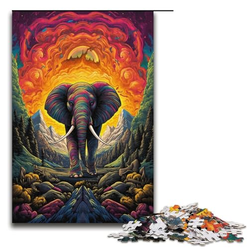 Puzzle für Erwachsene 1000 Teile buntes Elefanten-Puzzle Lernspiele für Zuhause DIY-Spielzeug tolles Geschenk für Spiele 1000 Teile (38 x 26 cm) von ouynngjing