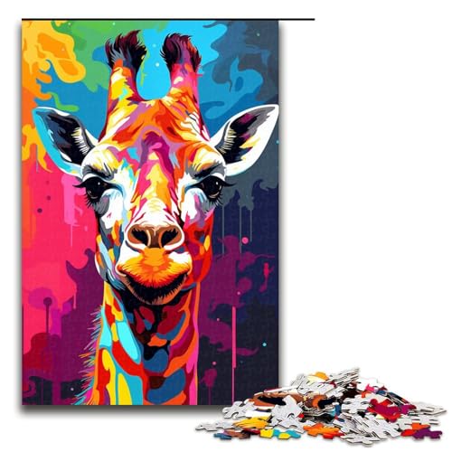 Puzzle für Erwachsene 1000 Teile buntes Giraffenmuster zum Zusammenbauen hilft dem Gehirn süchtig machendes Spielzeug zur Förderung der Geduld 1000 Teile (75 x 50 cm) von ouynngjing