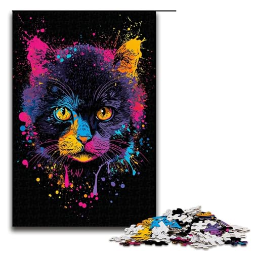 Puzzle für Erwachsene 1000 Teile buntes Katzenmuster zum Zusammenbauen hilft dem Gehirn süchtig machendes Spielzeug zur Förderung der Geduld 1000 Teile (75 x 50 cm) von ouynngjing